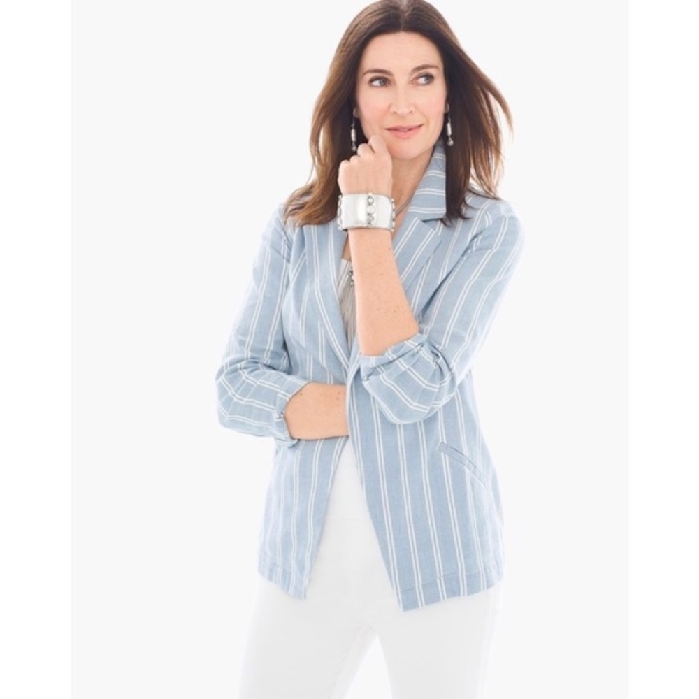 Chico's Indigo Striped Blazer